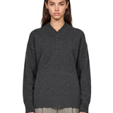 Maglione ampio con colletto a V in grigio 