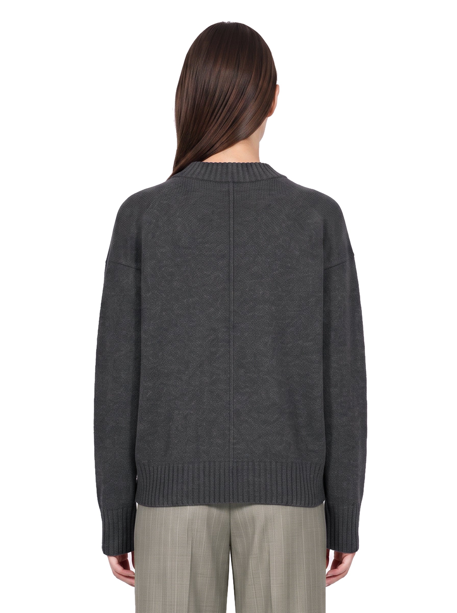 Maglione ampio con colletto a V in grigio 