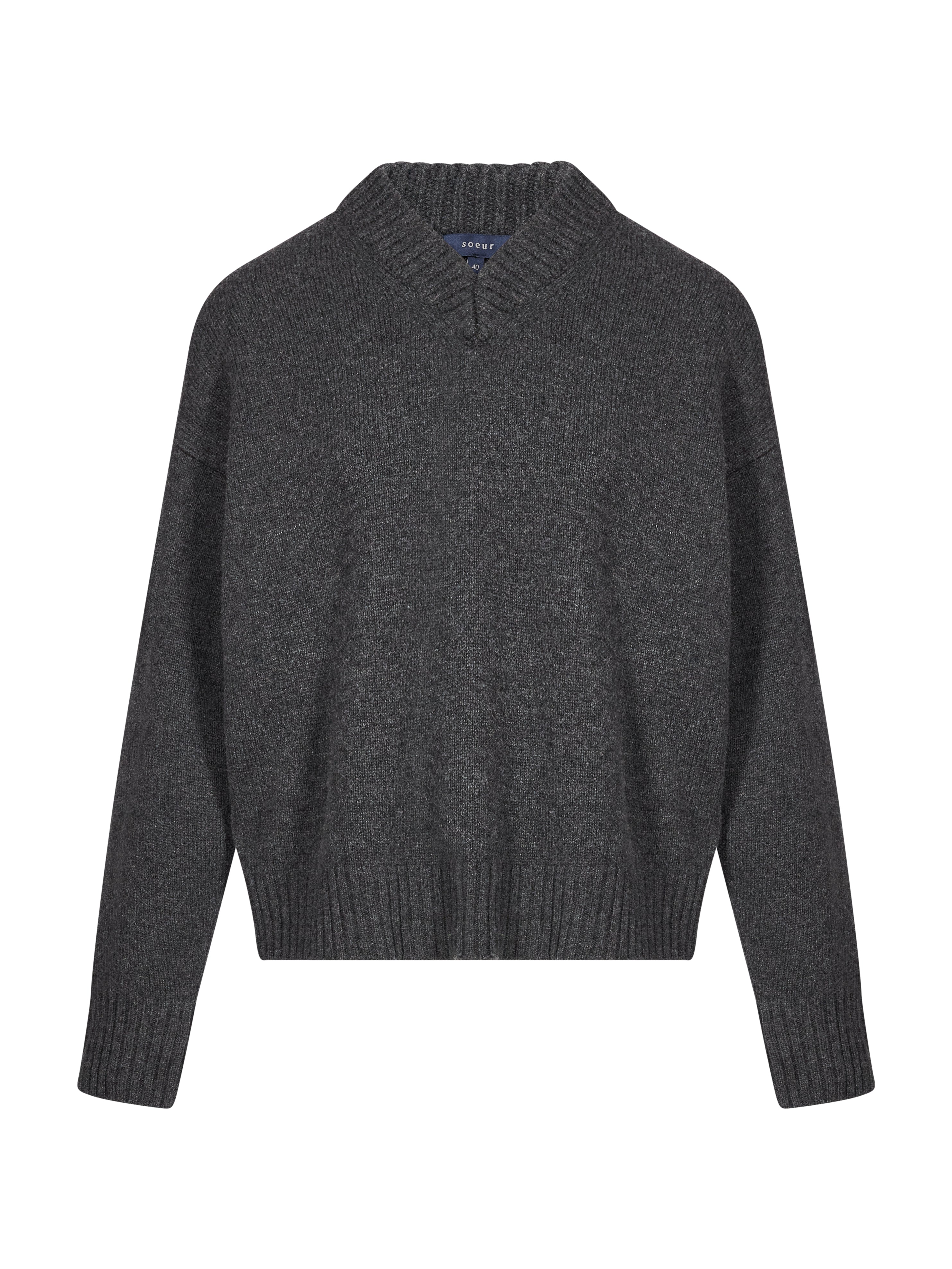 Maglione ampio con colletto a V in grigio 