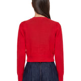 Maglione corto con colletto a V  in rosso 