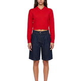 Maglione corto con colletto a V  in rosso 