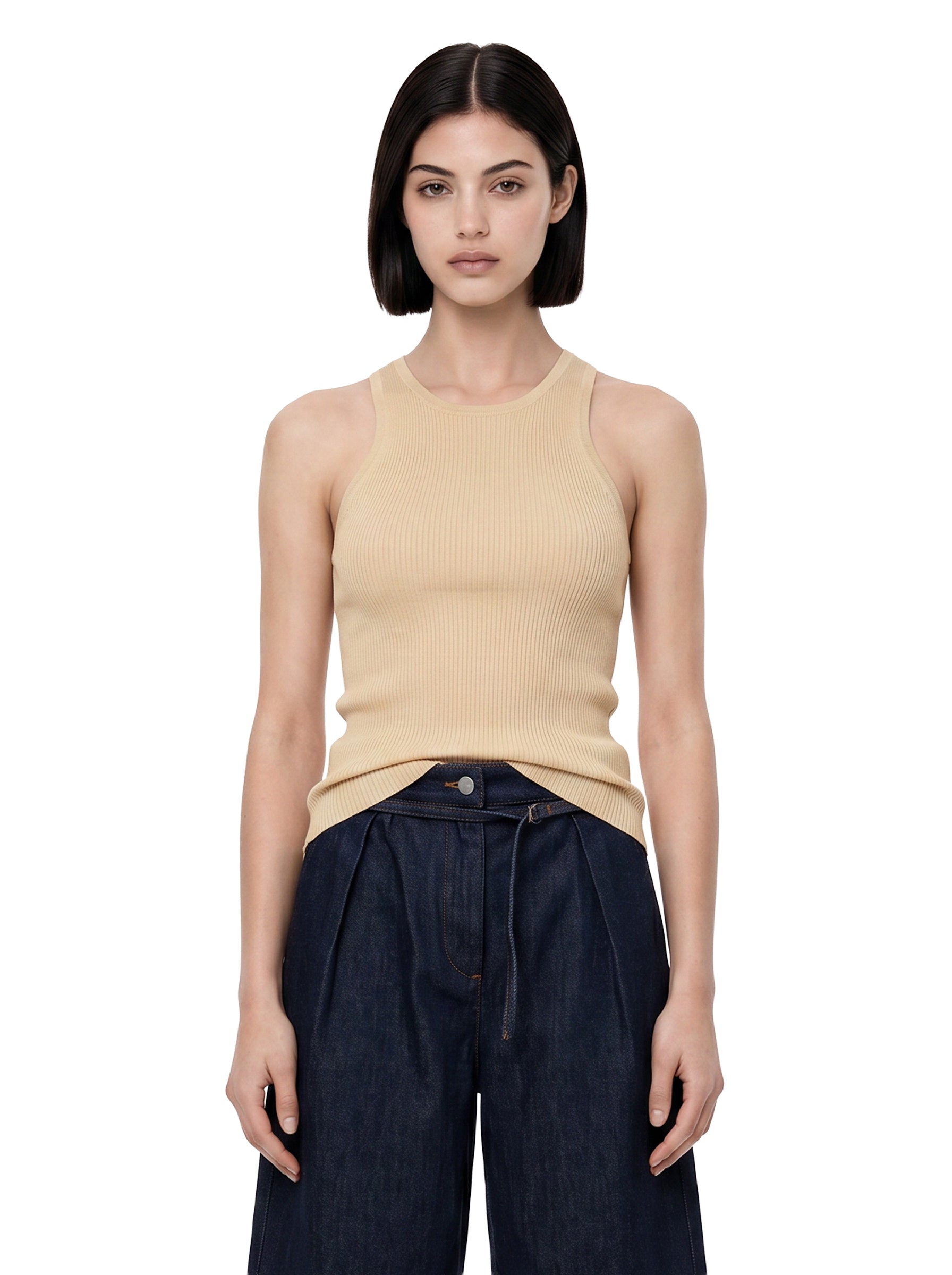 Canotta Kenzie in seta in beige 