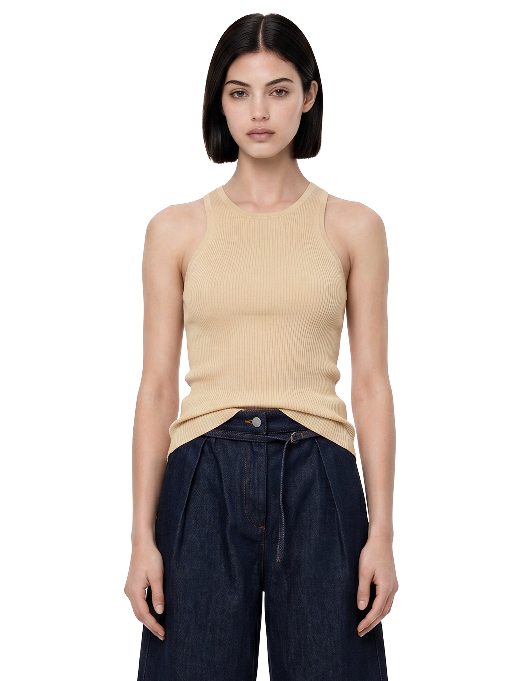 Canotta Kenzie in seta in beige 