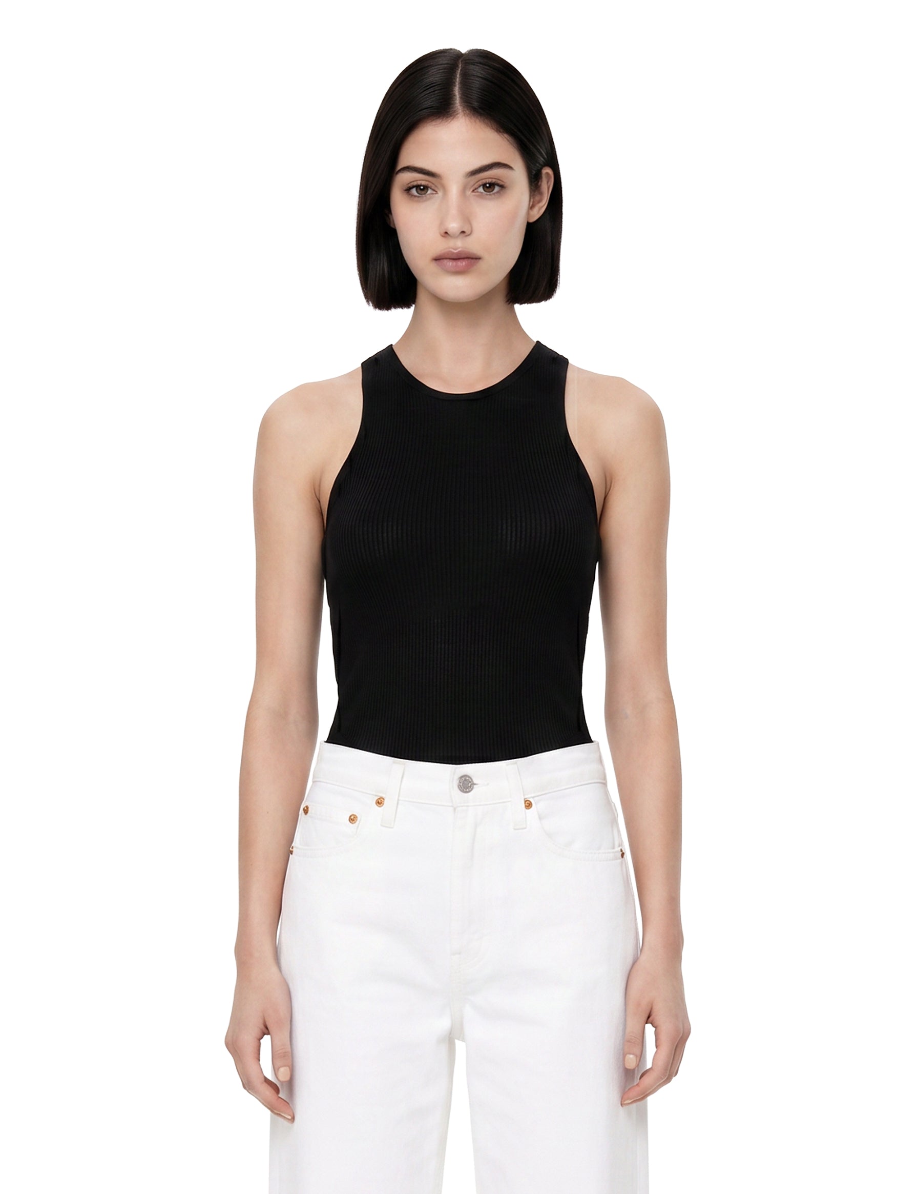 Canotta Kenzie in seta in nero 