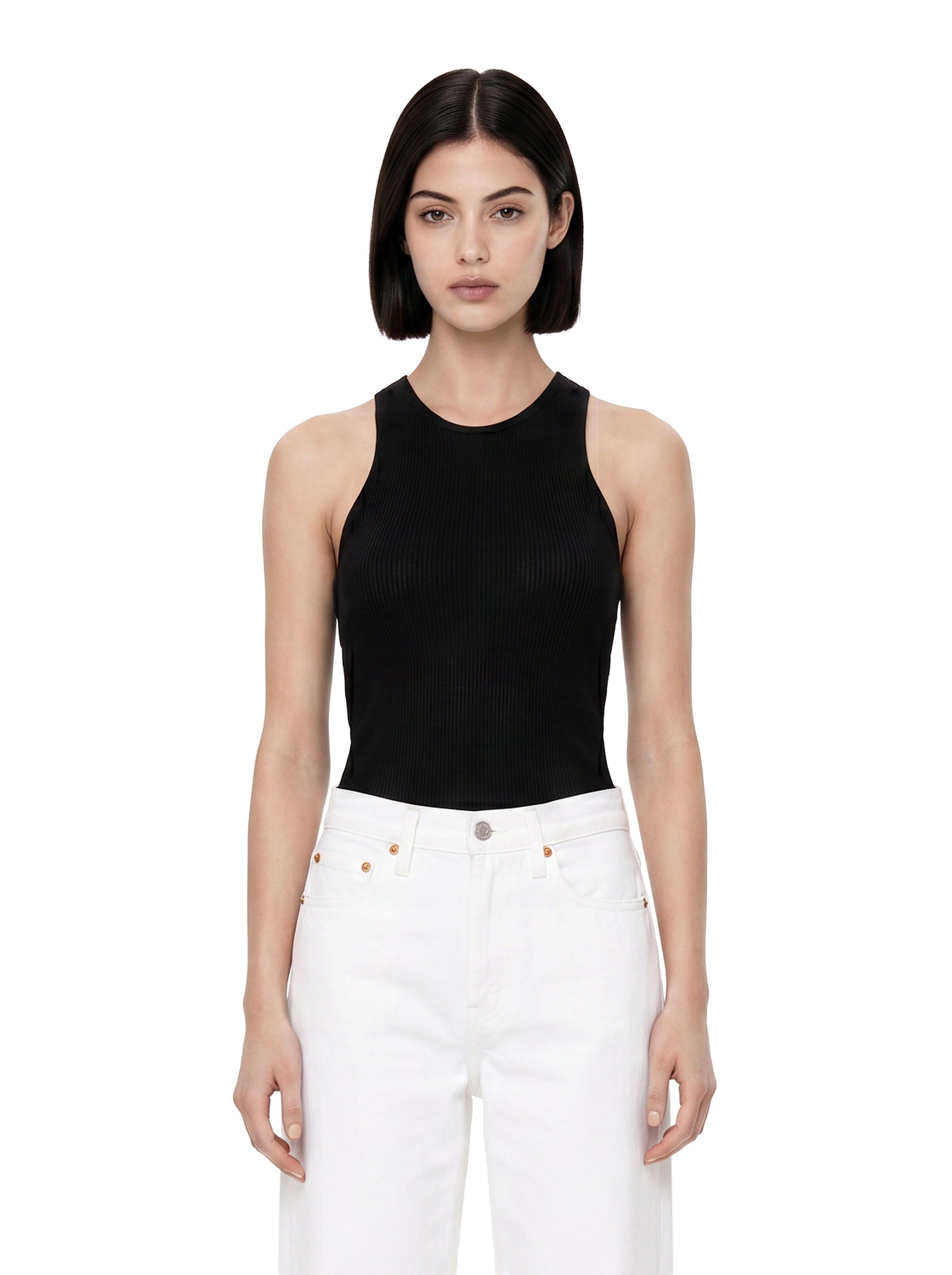 Canotta Kenzie in seta in nero 