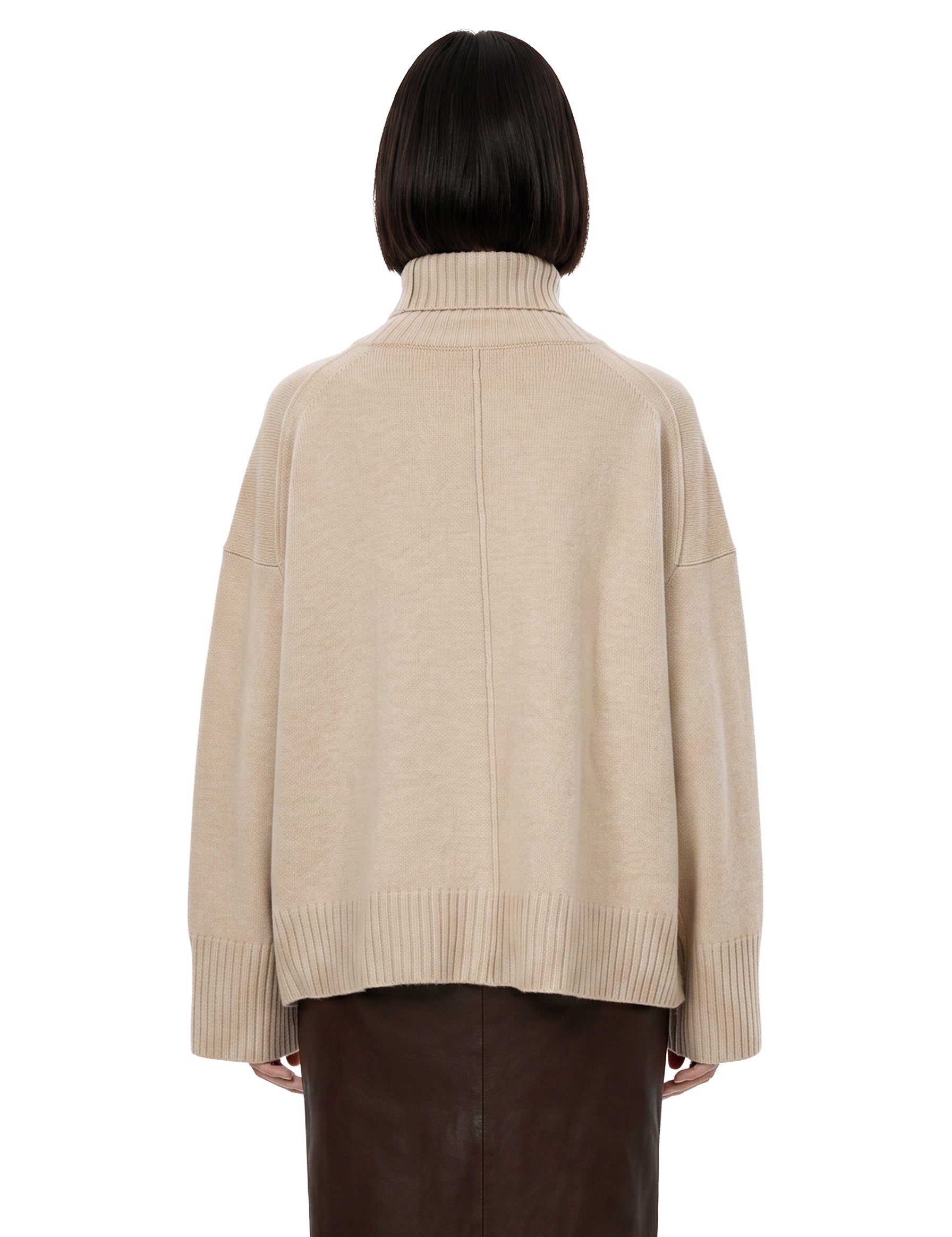 Maglione William a collo alto beige 