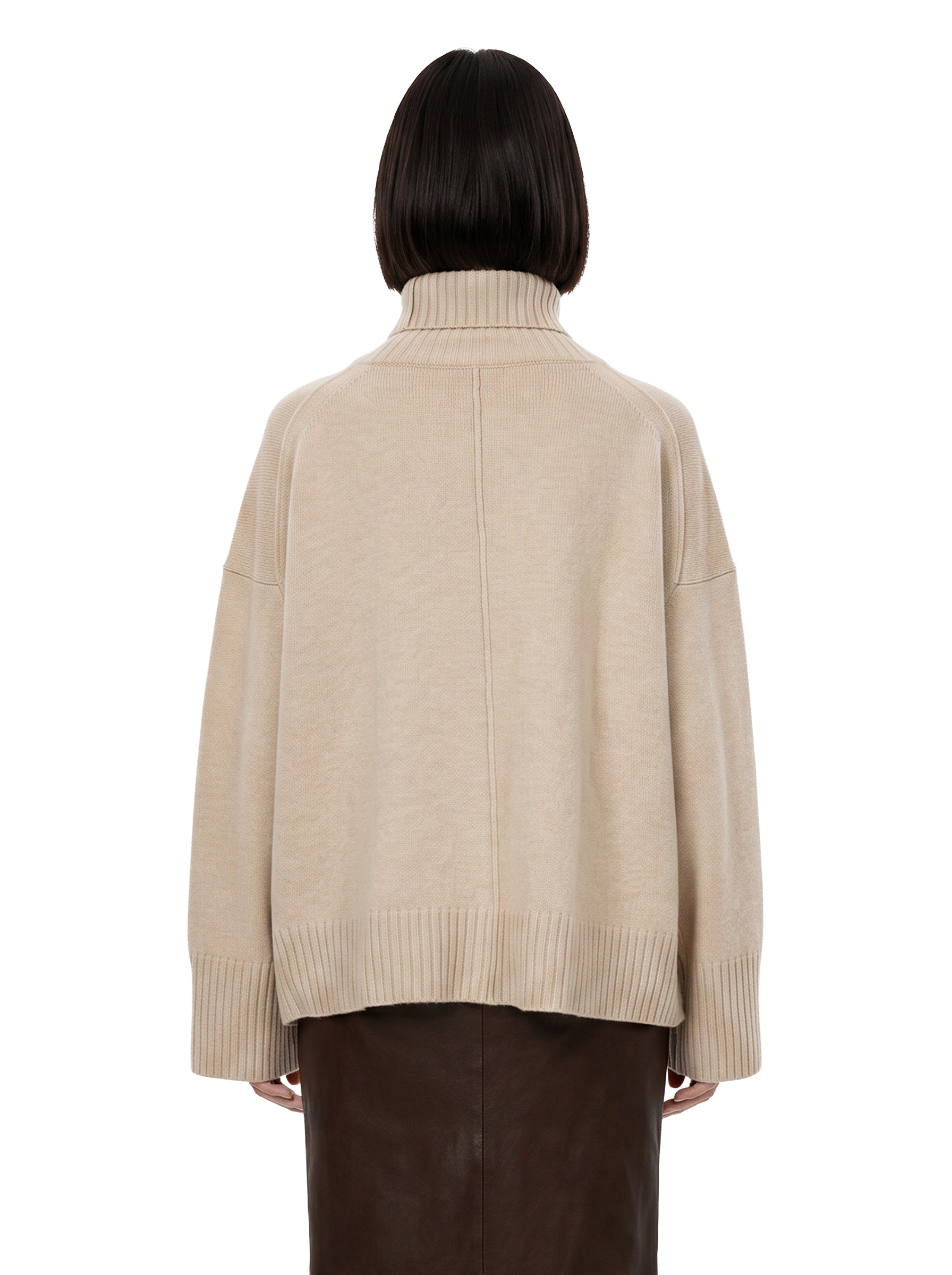 Maglione William a collo alto beige 