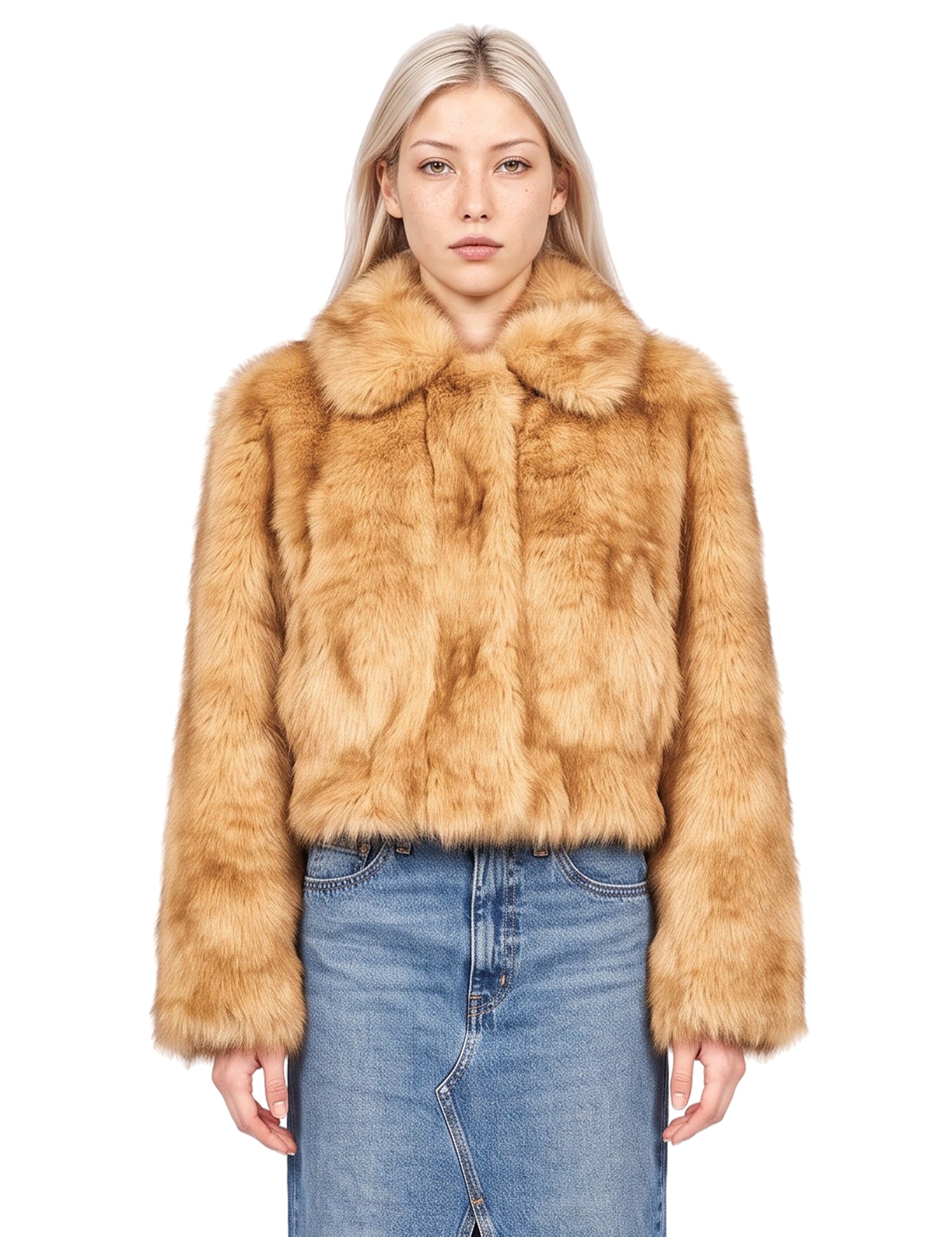 Giacca Lena in ecopelliccia in beige 