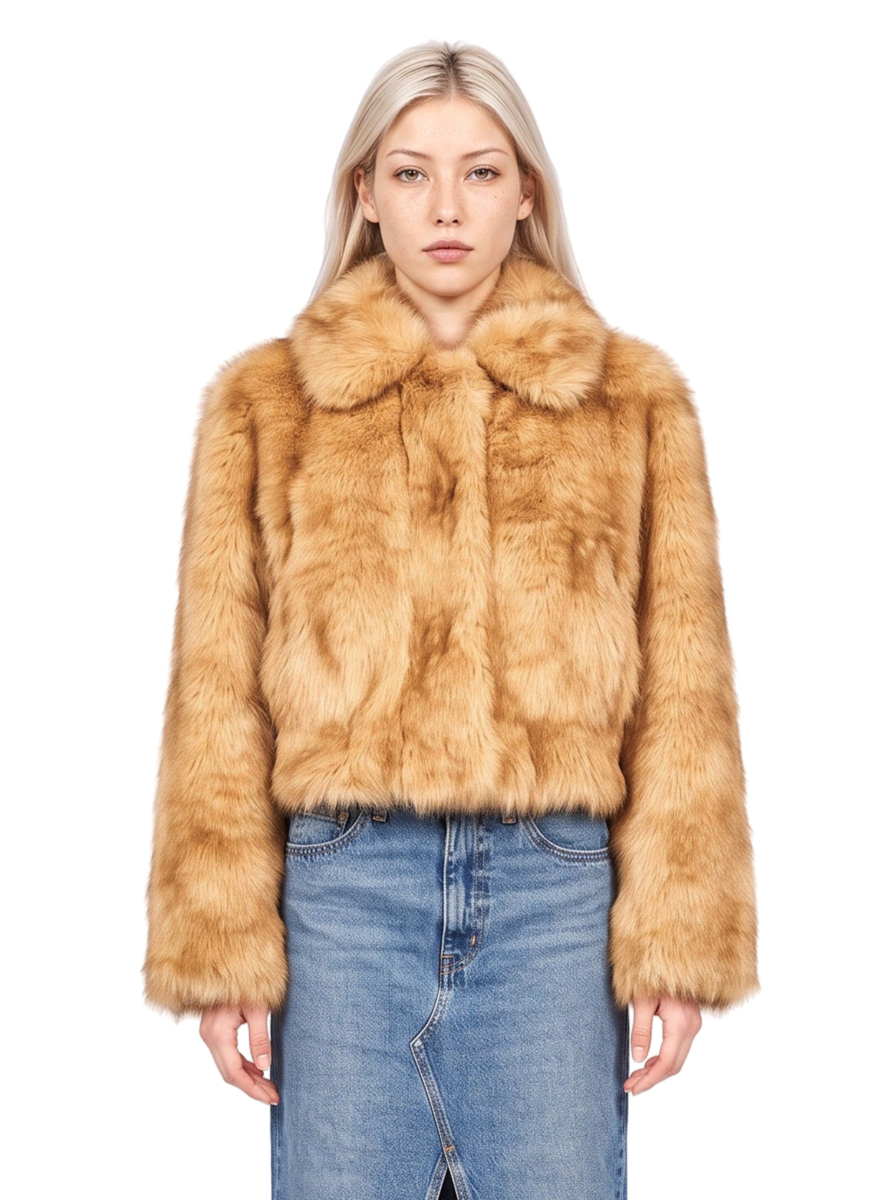 Giacca Lena in ecopelliccia in beige 