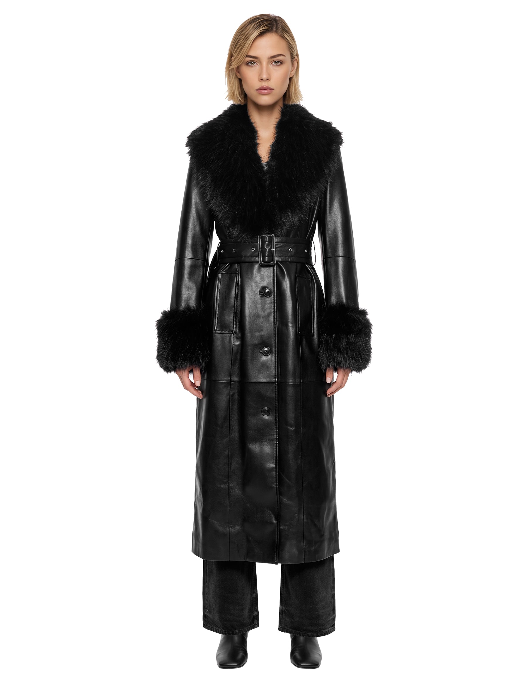 Cappotto lungo Estella in nero 