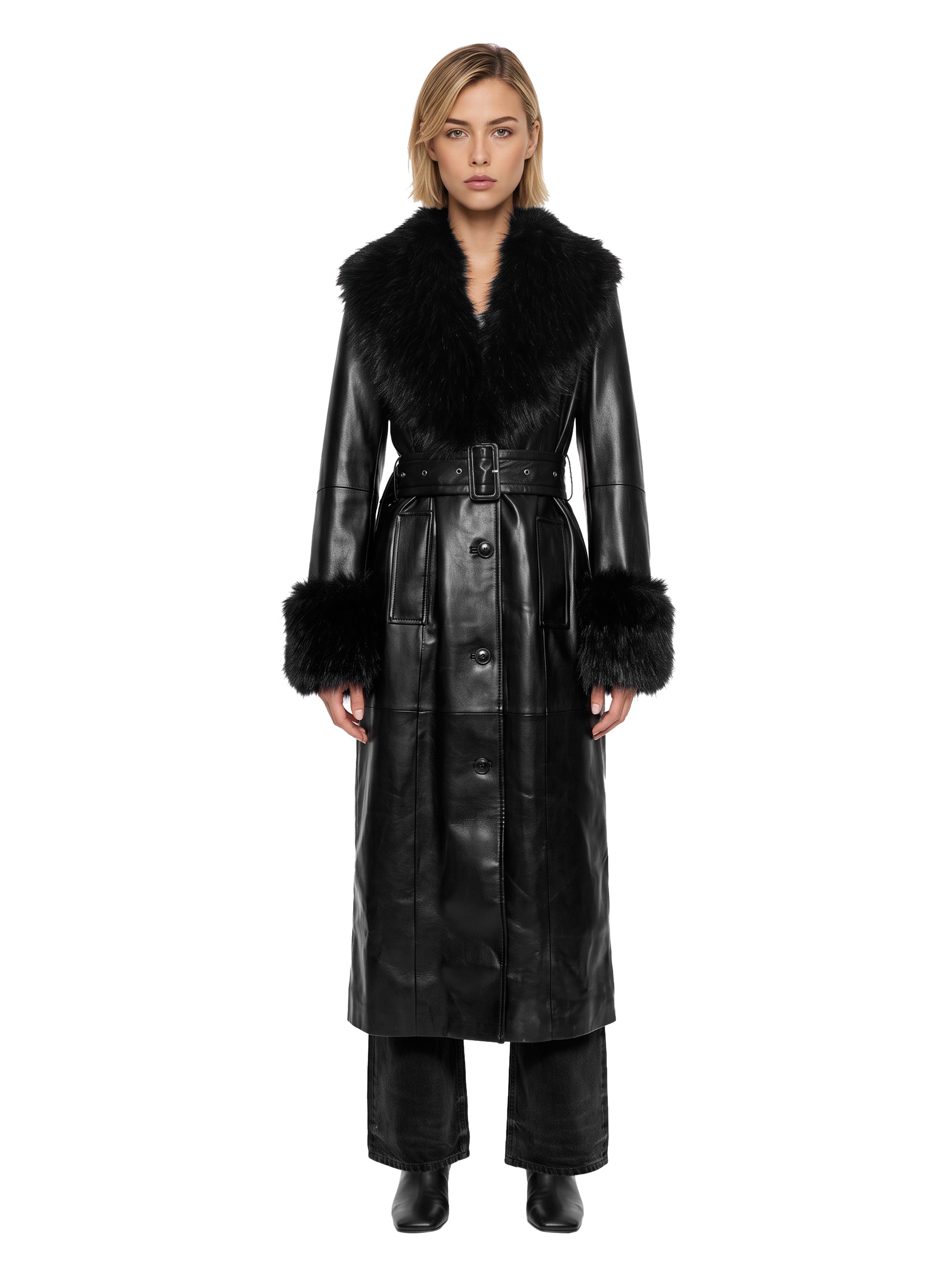 Cappotto lungo Estella in nero 
