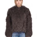 Giacca dritta eco pelliccia 