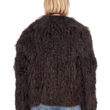 Giacca dritta eco pelliccia 