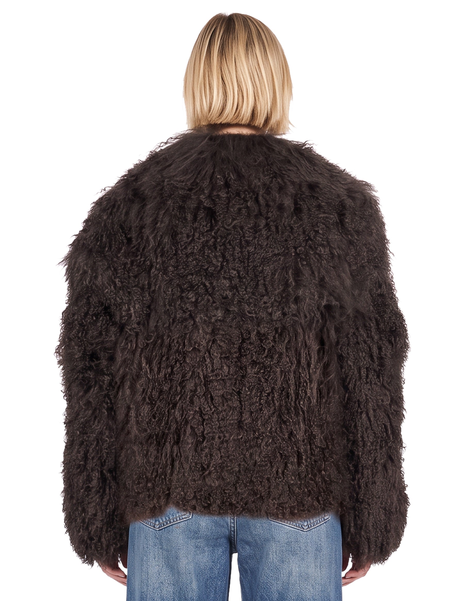 Giacca dritta eco pelliccia 