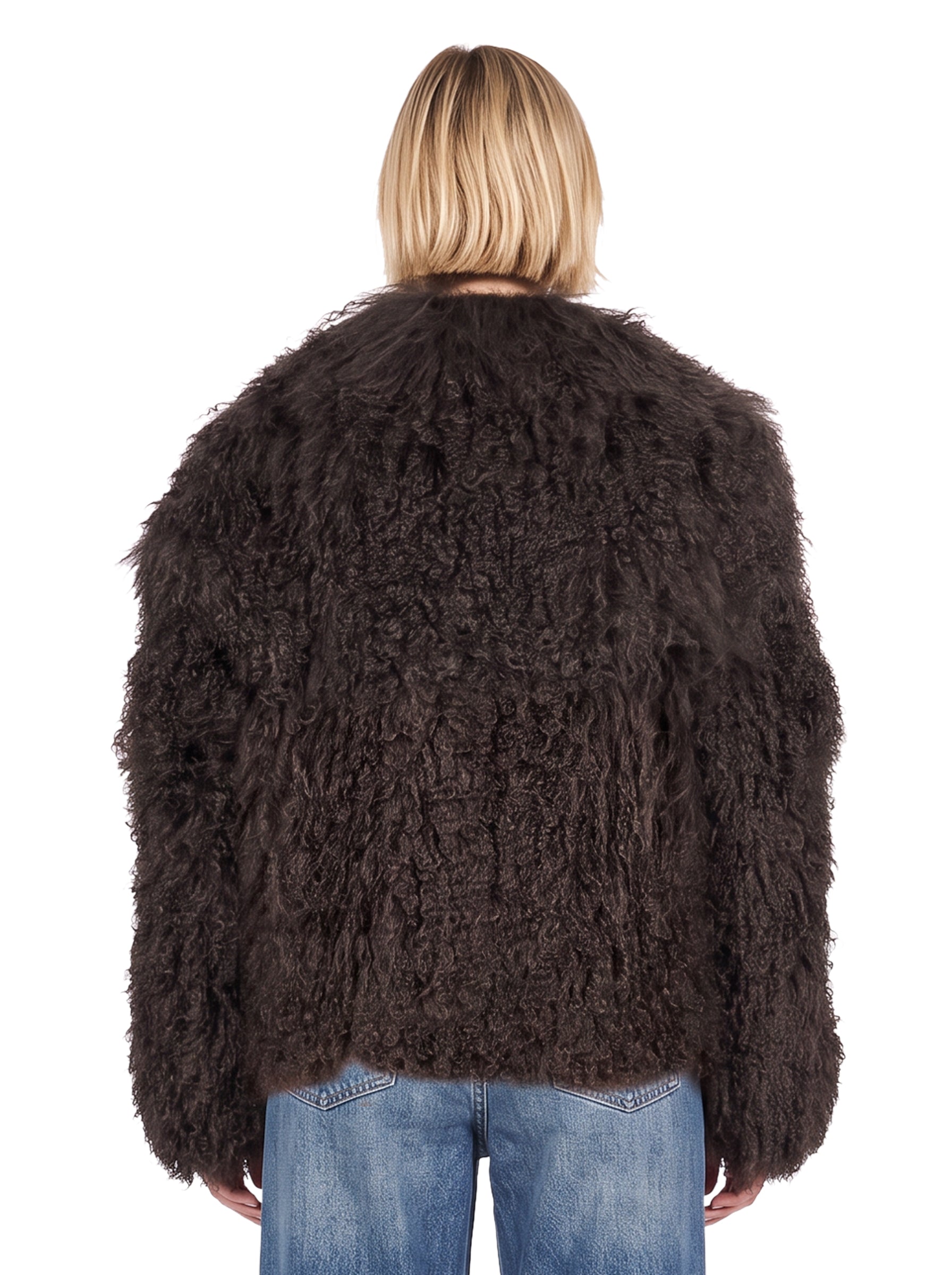 Giacca dritta eco pelliccia 