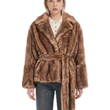 Giacca Silena con cintura in marrone 