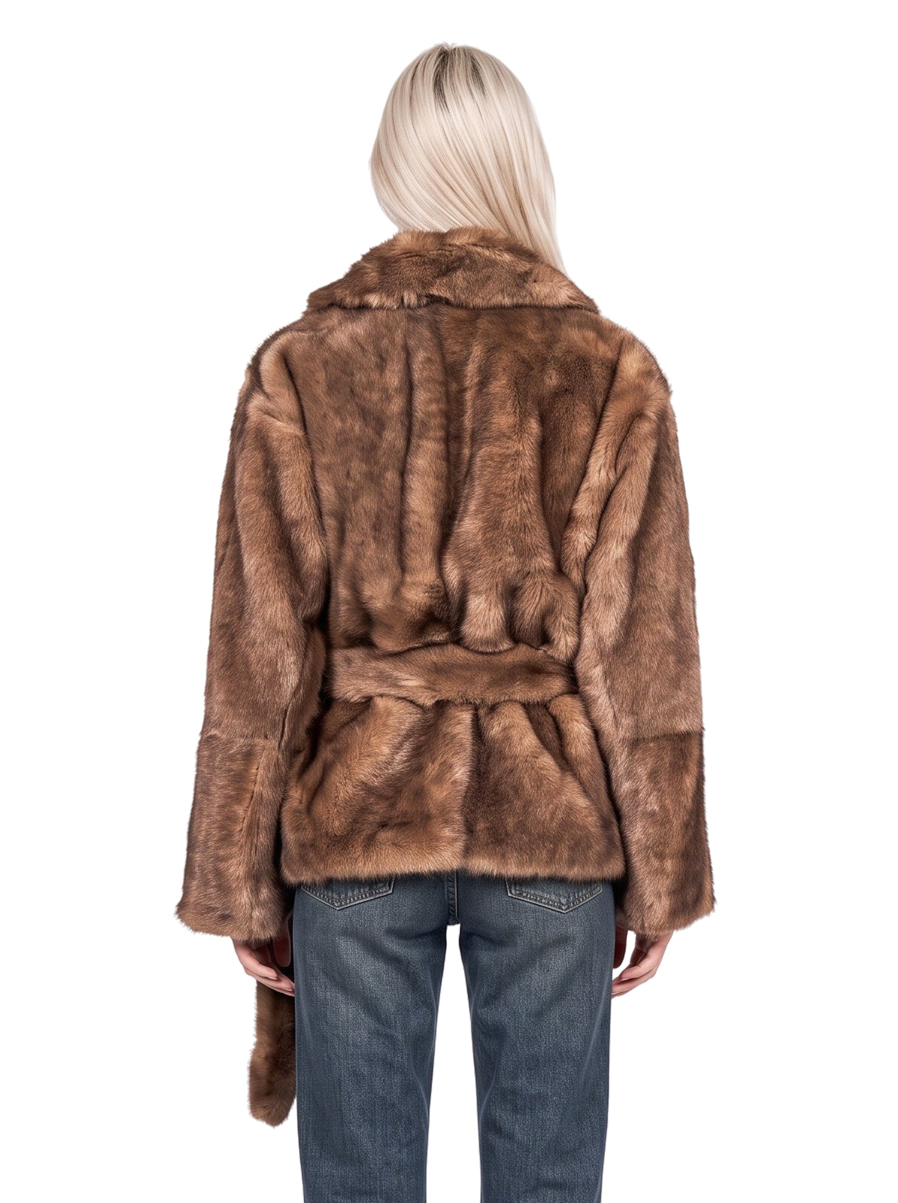 Giacca Silena con cintura in marrone 