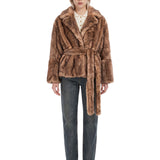 Giacca Silena con cintura in marrone 