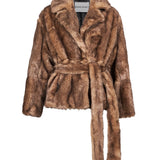 Giacca Silena con cintura in marrone 