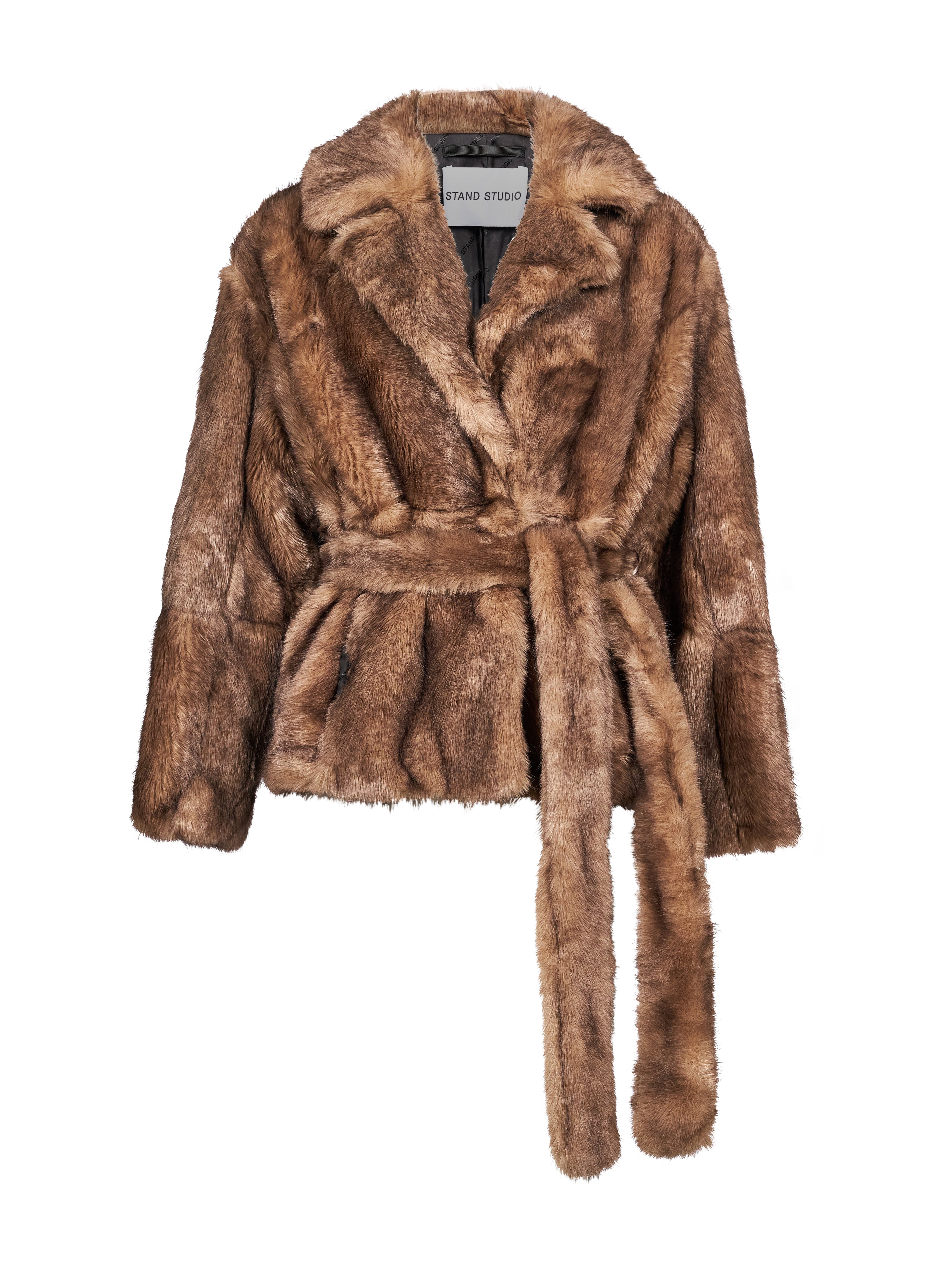 Giacca Silena con cintura in marrone 