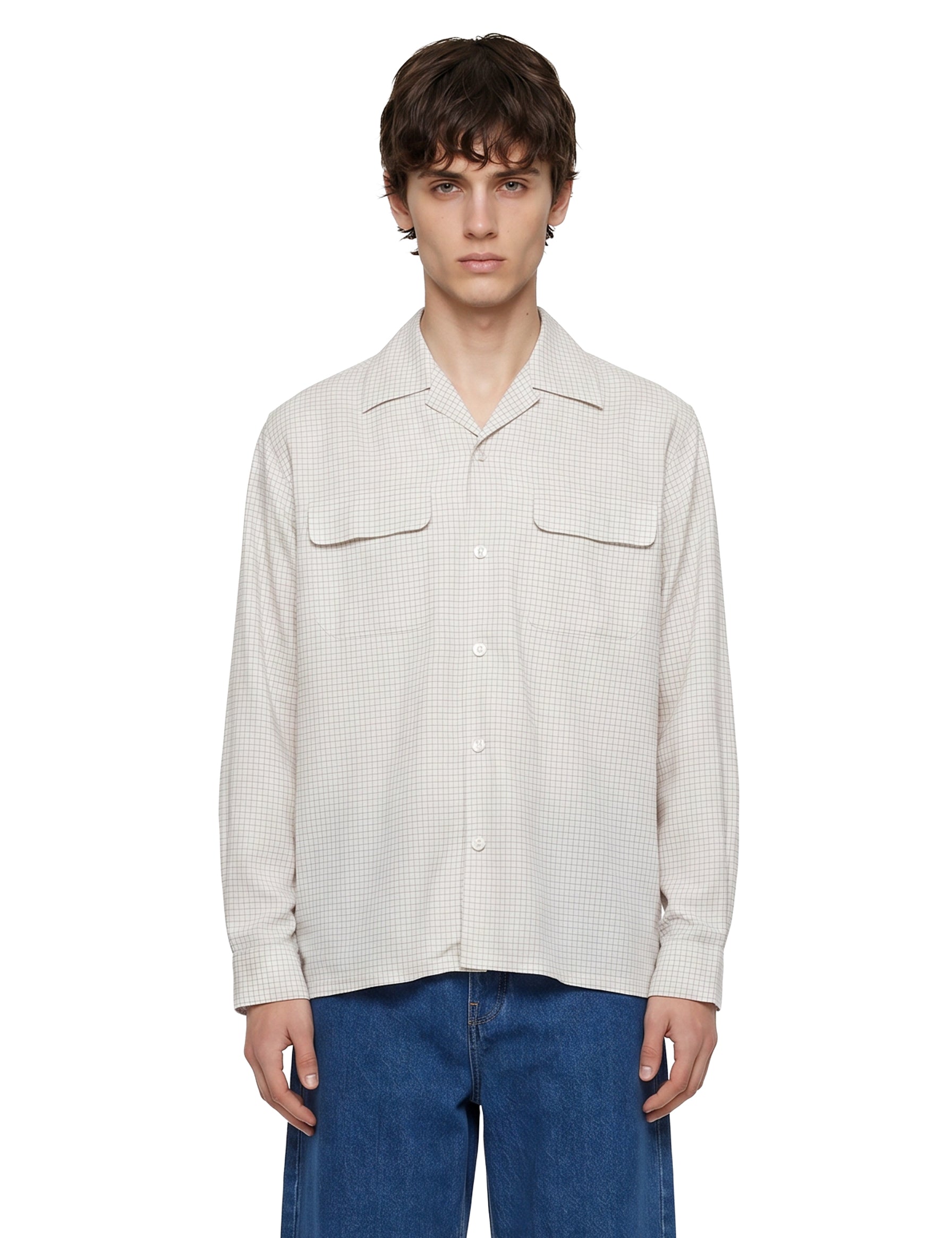 Camicia a quadri in bianco 