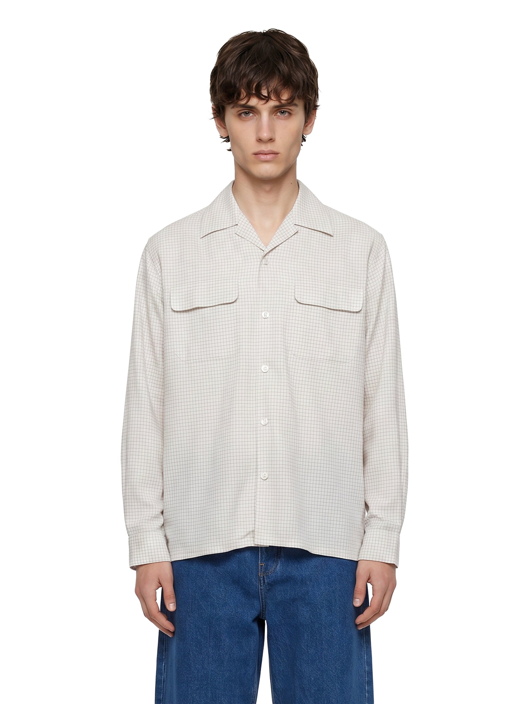 Camicia a quadri in bianco 