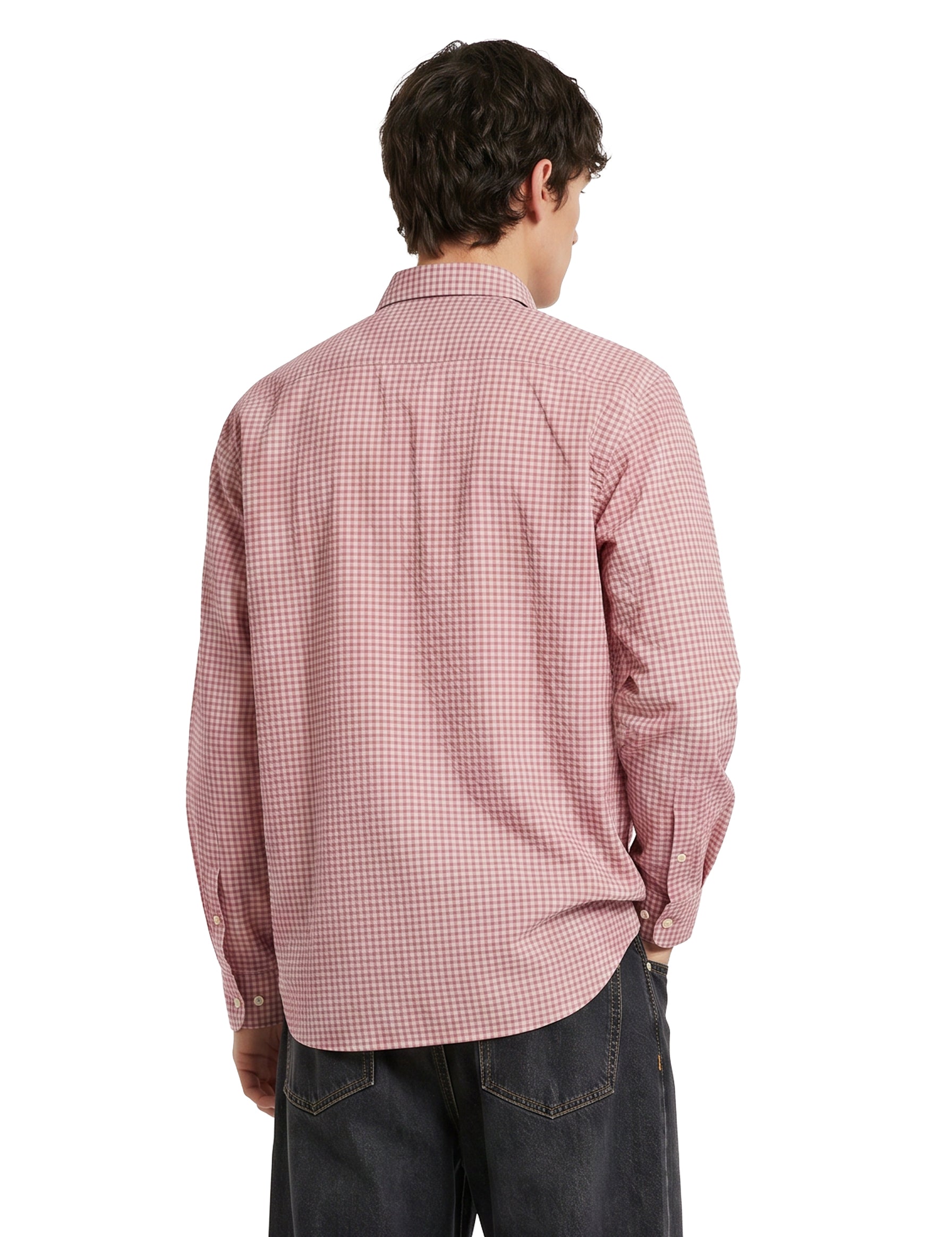 Camicia oversize con taschino in rosa 