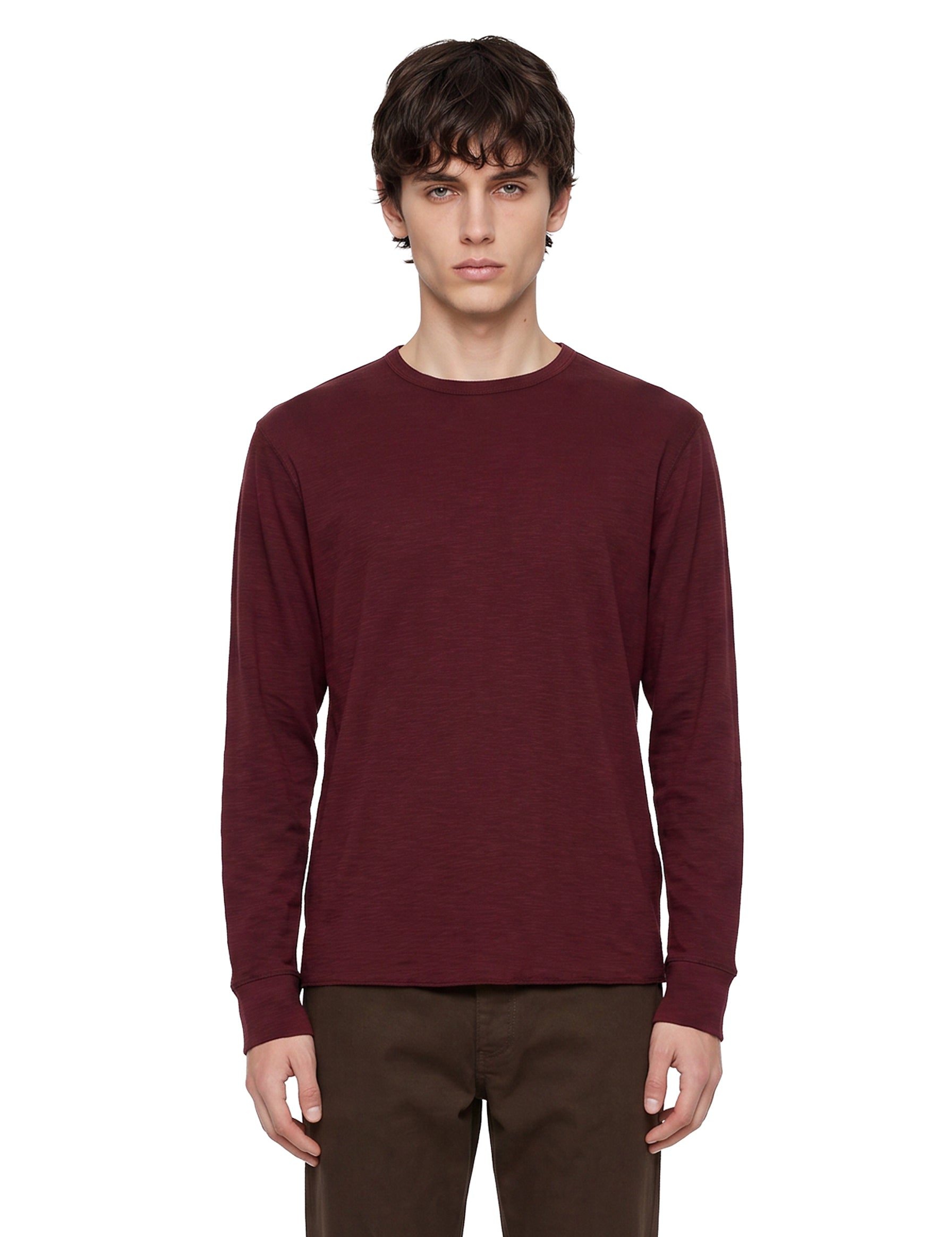 T-shirt a maniche lunghe in bordeaux 