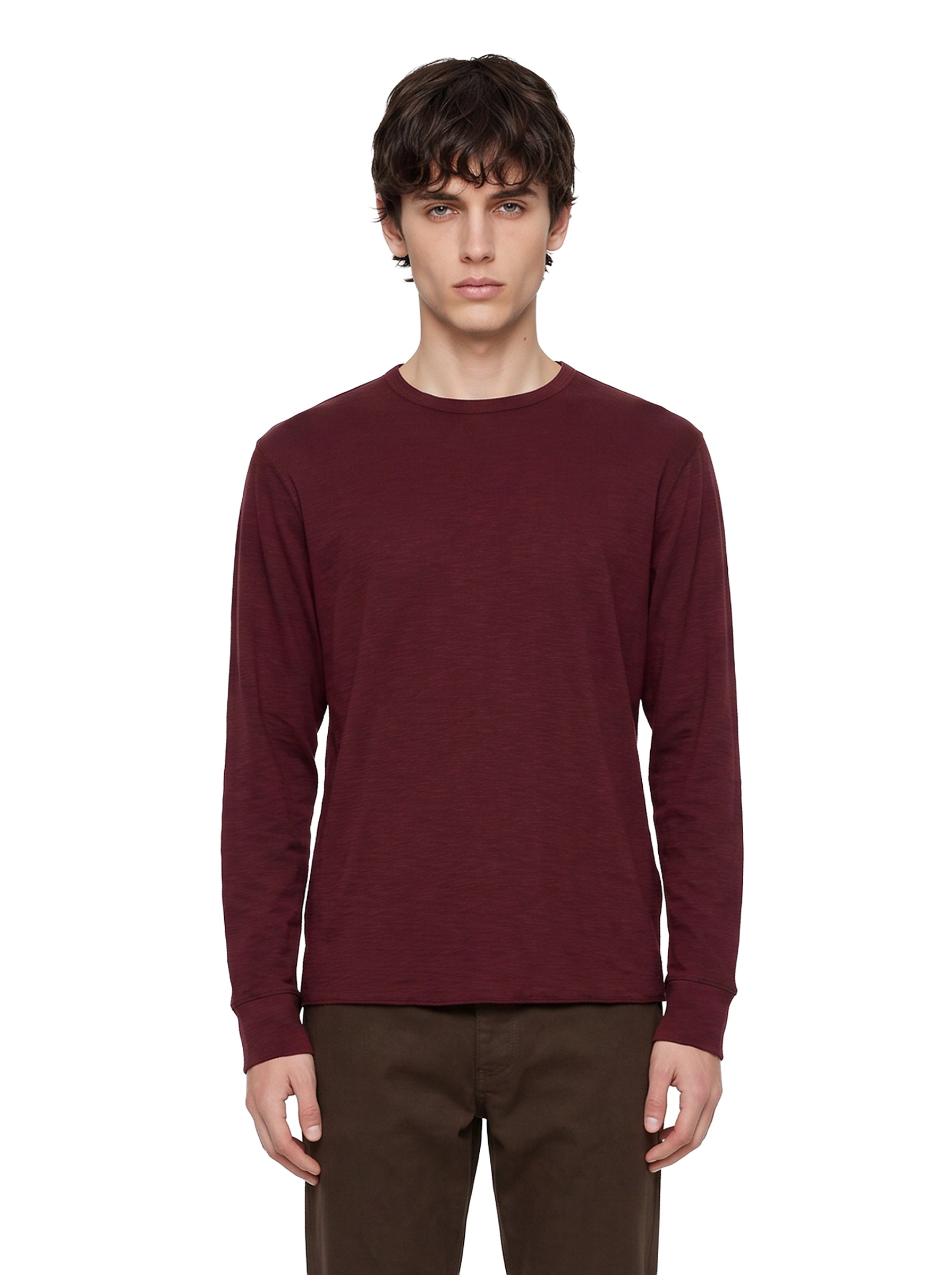T-shirt a maniche lunghe in bordeaux 