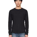 T-shirt Waffle a maniche lunghe in nero 