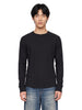 T-shirt Waffle a maniche lunghe in nero