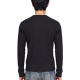 T-shirt Waffle a maniche lunghe in nero 