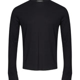 T-shirt Waffle a maniche lunghe in nero 