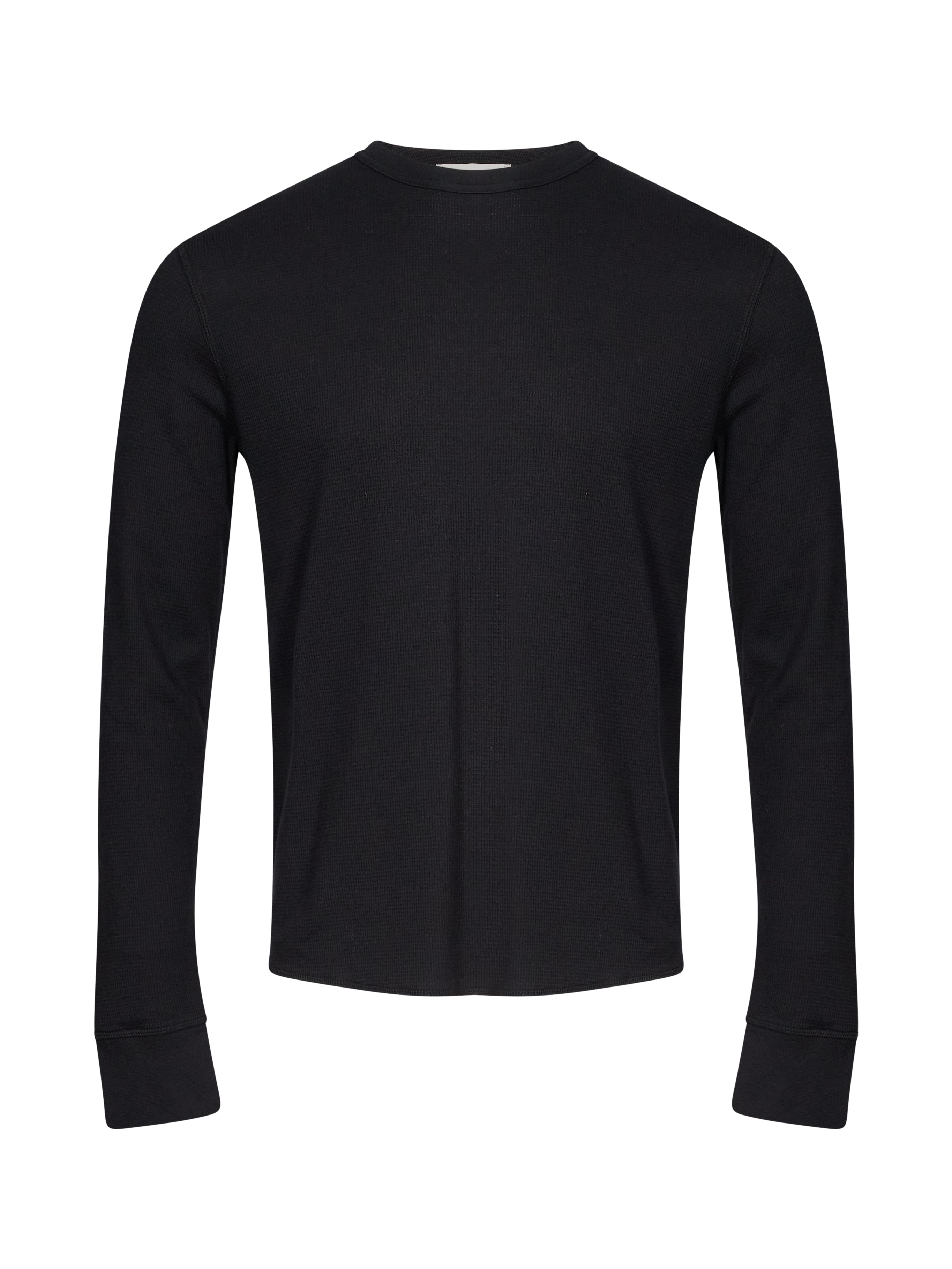 T-shirt Waffle a maniche lunghe in nero 