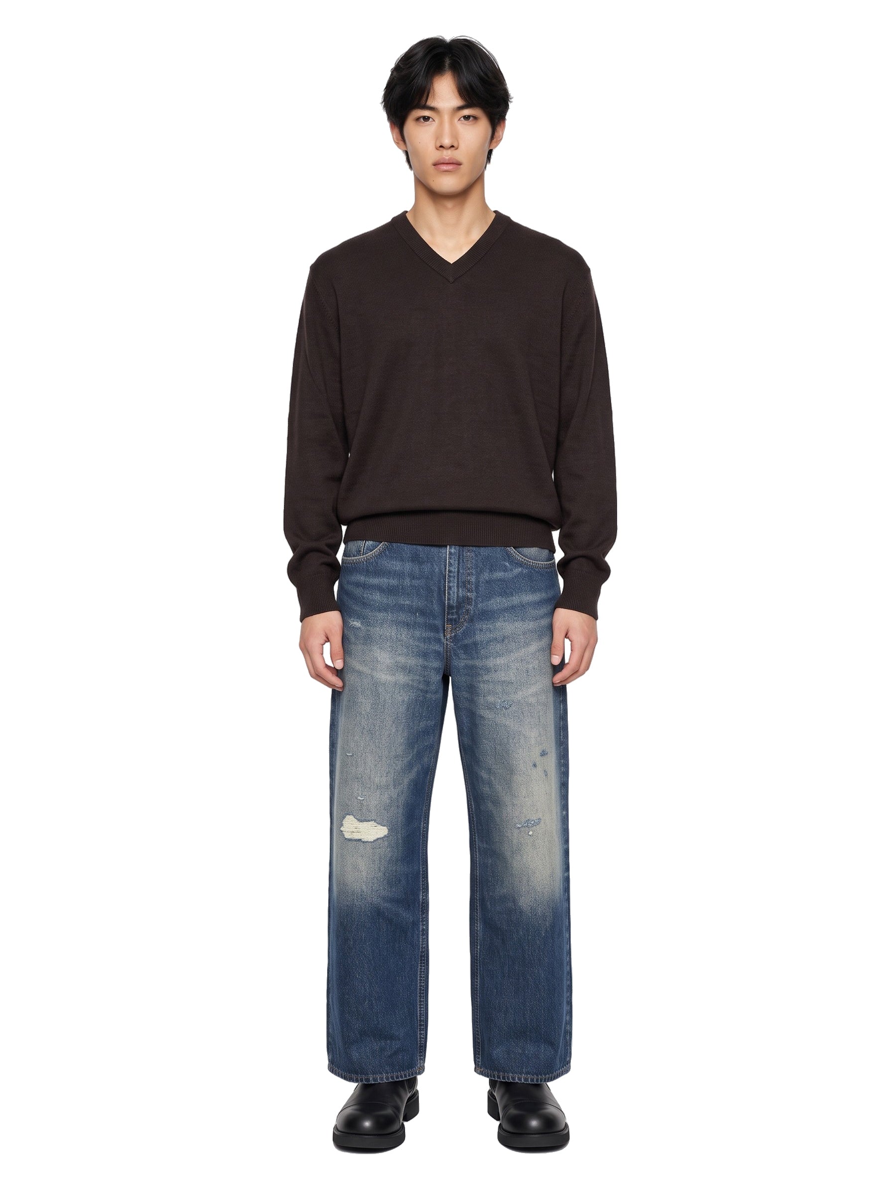 Maglione con scollo a V in marrone 