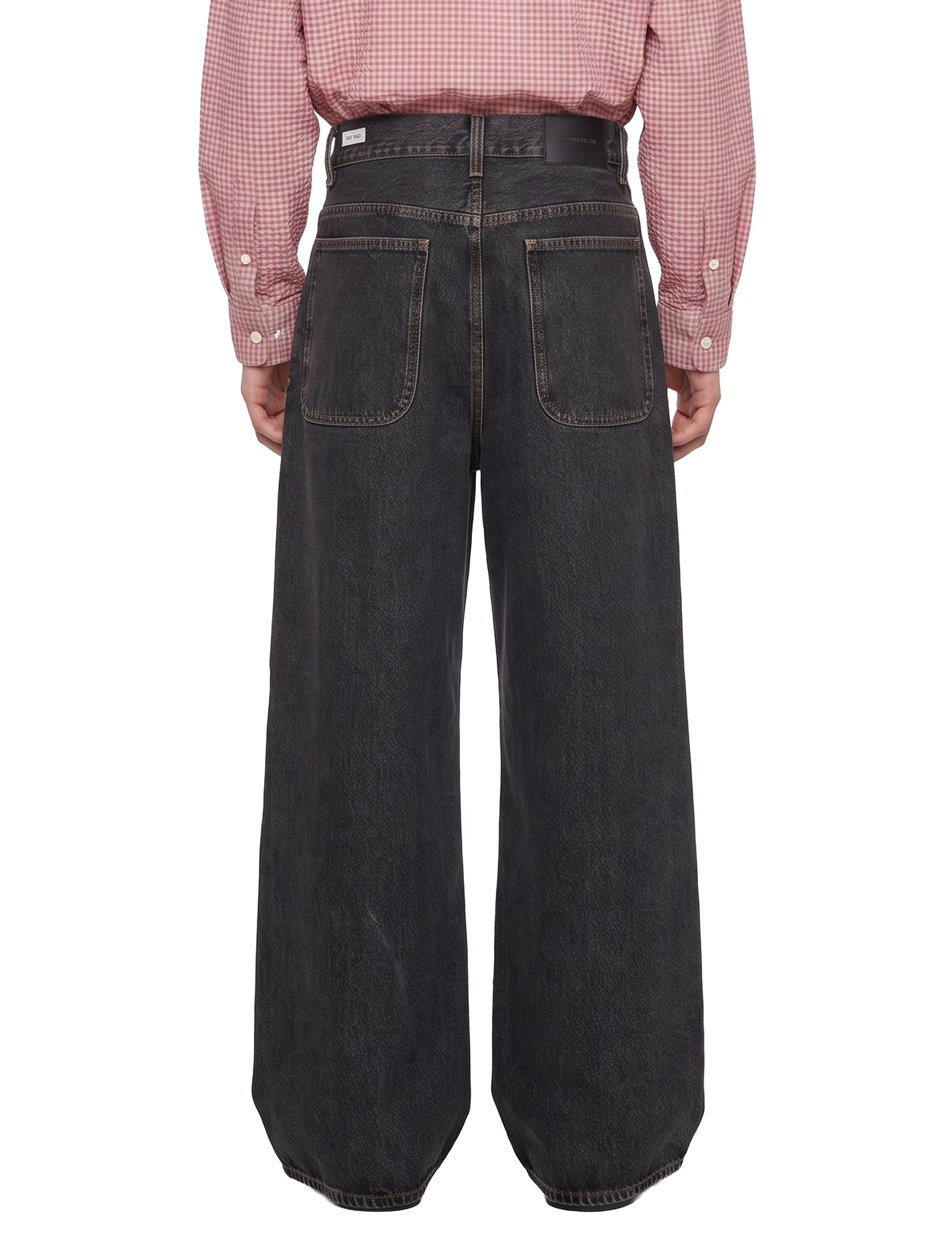 Jeans a gamba ampia in marrone 