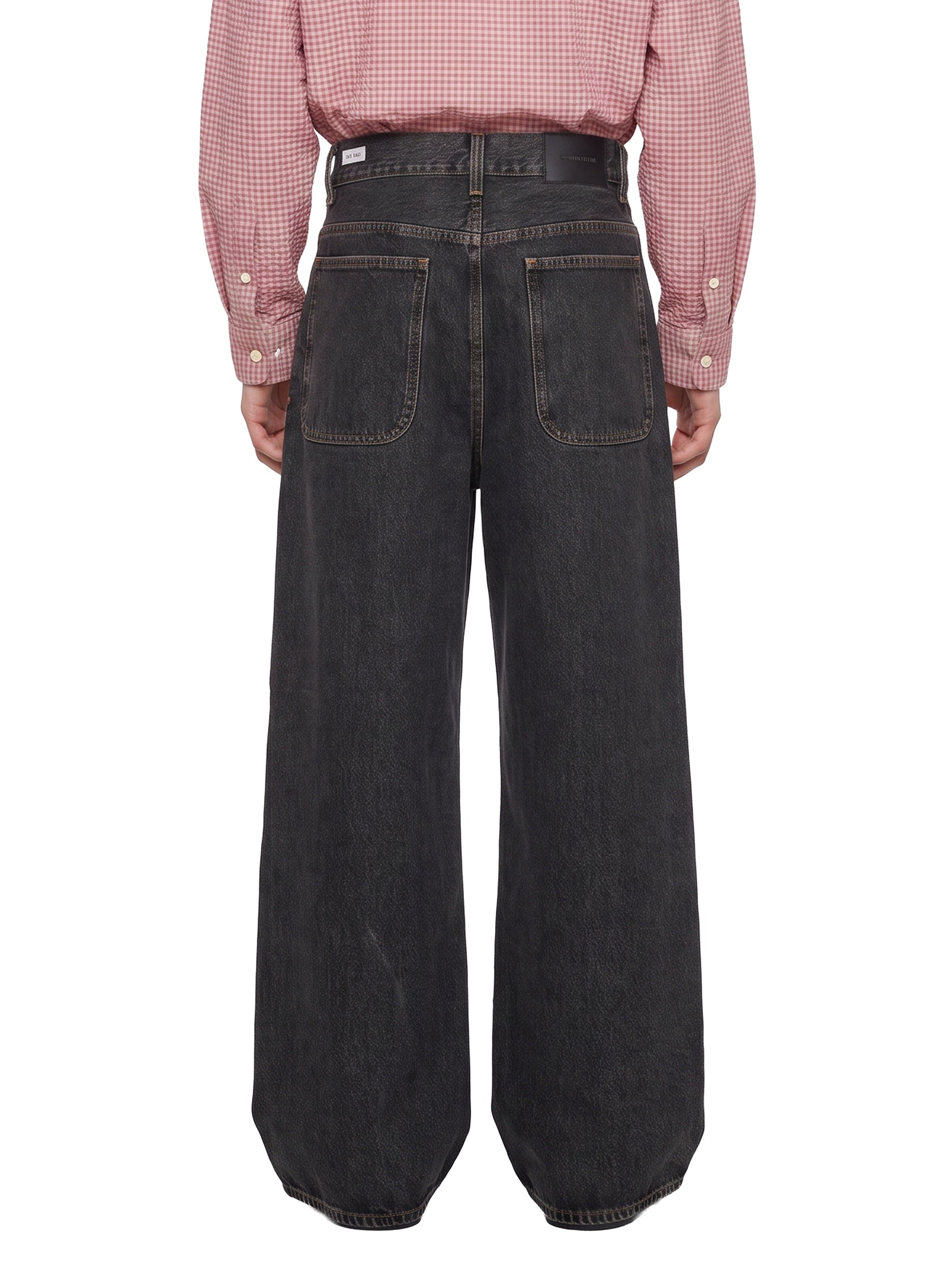 Jeans a gamba ampia in marrone 