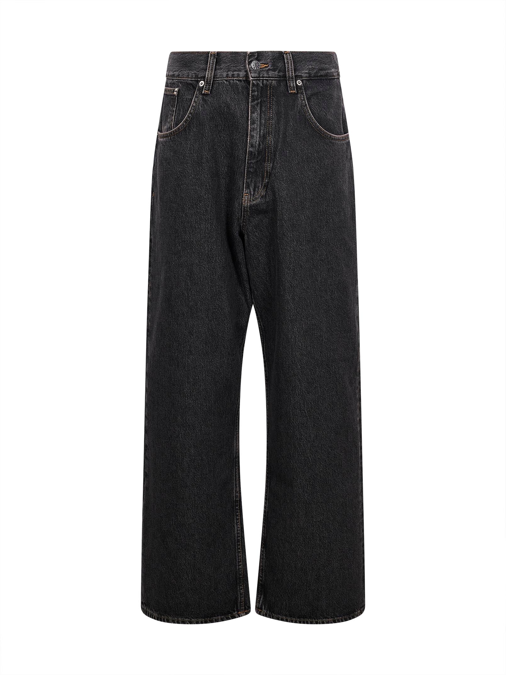 Jeans a gamba ampia in marrone 