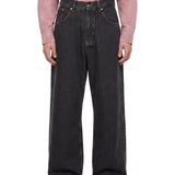 Jeans a gamba ampia in marrone 