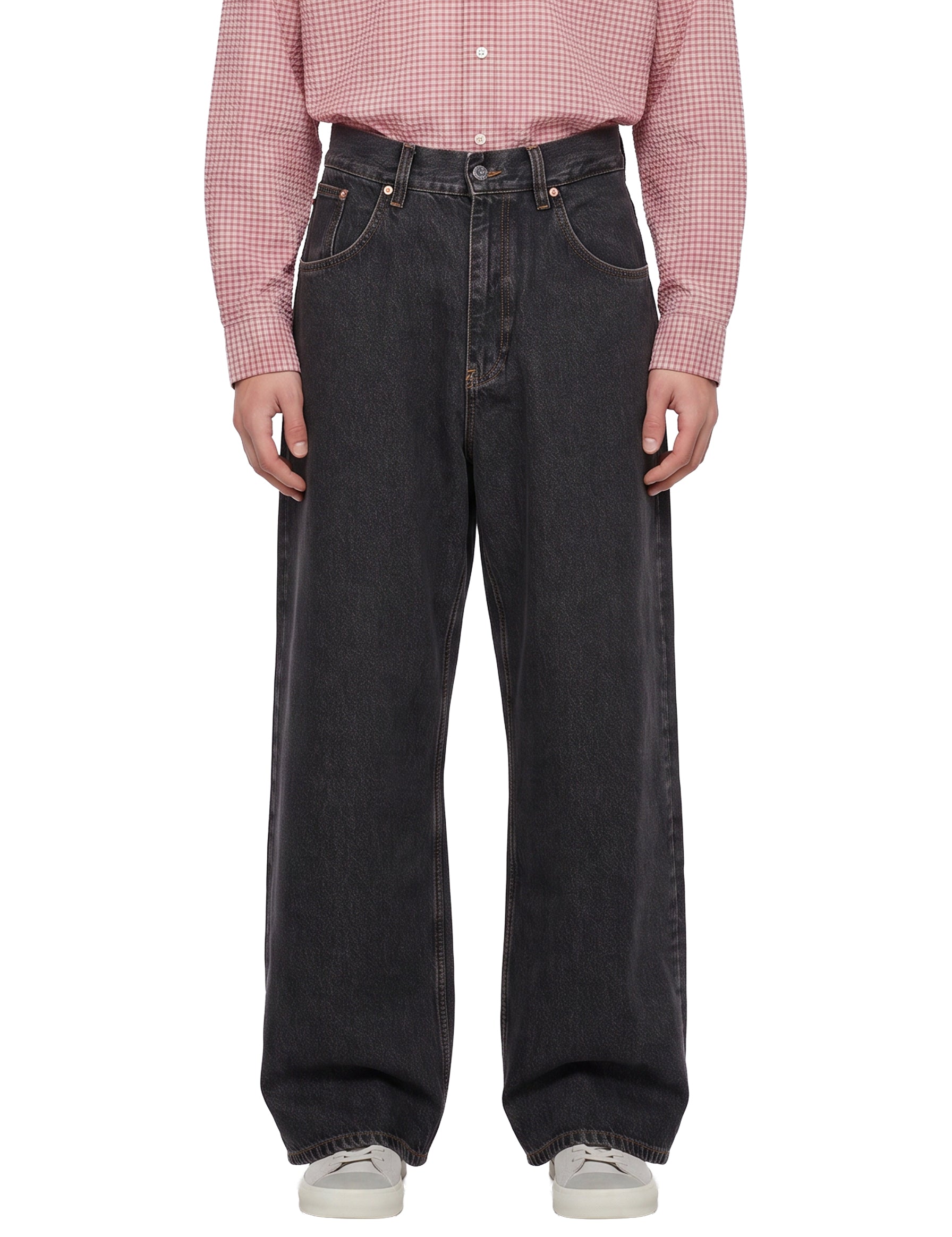 Jeans a gamba ampia in marrone 