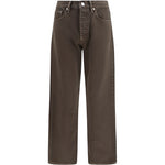 Jeans a gamba larga in marrone 