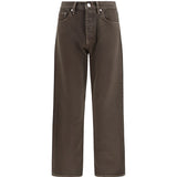 Jeans a gamba larga in marrone 