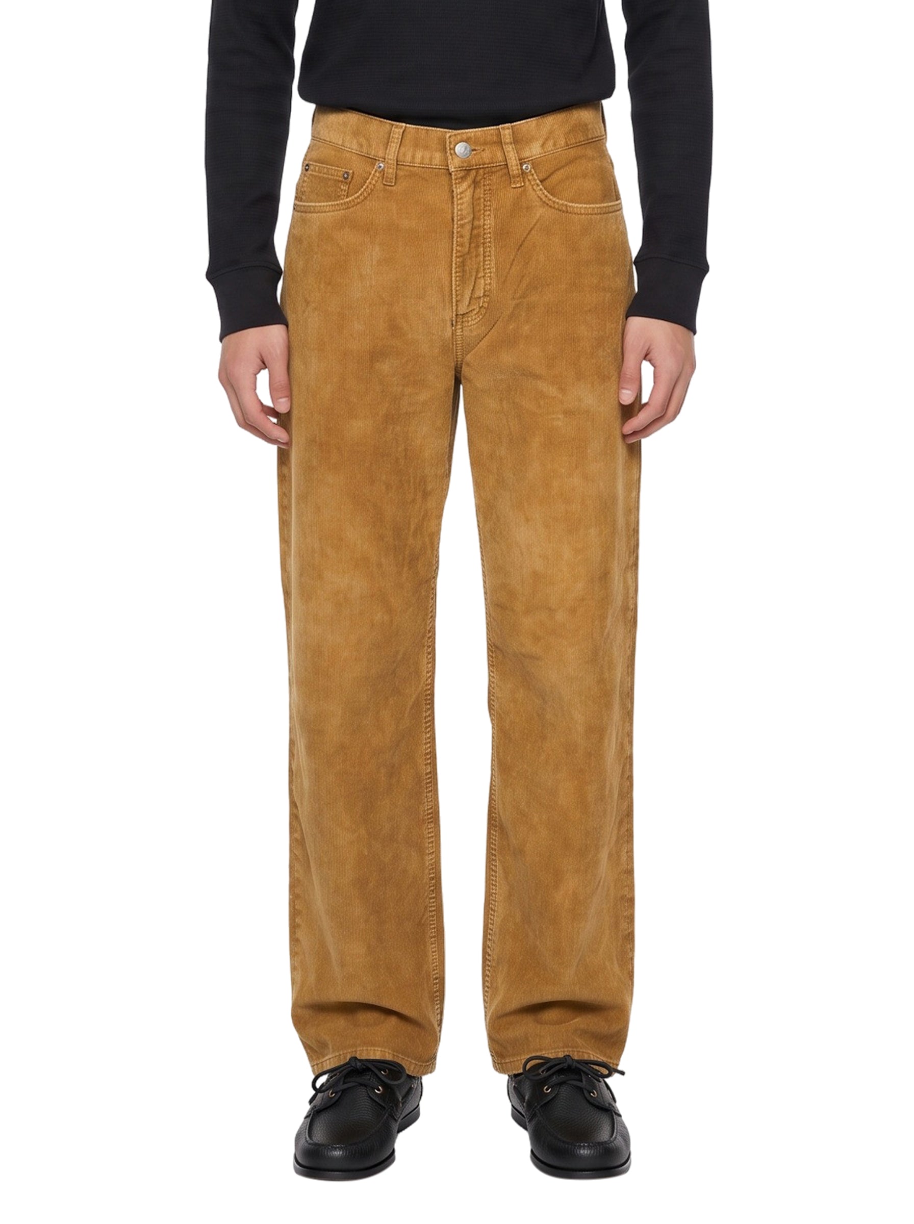Jeans relaxed boot in velluto in marrone 