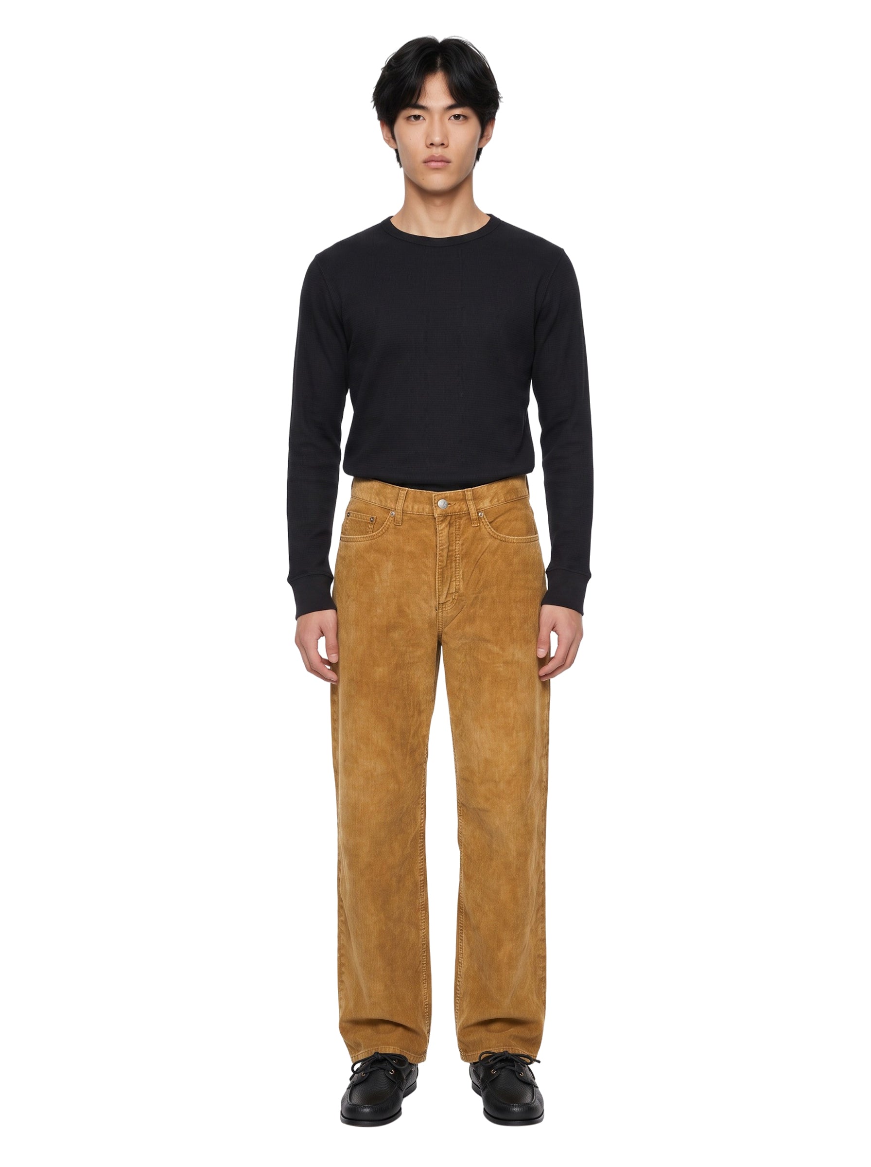Jeans relaxed boot in velluto in marrone 