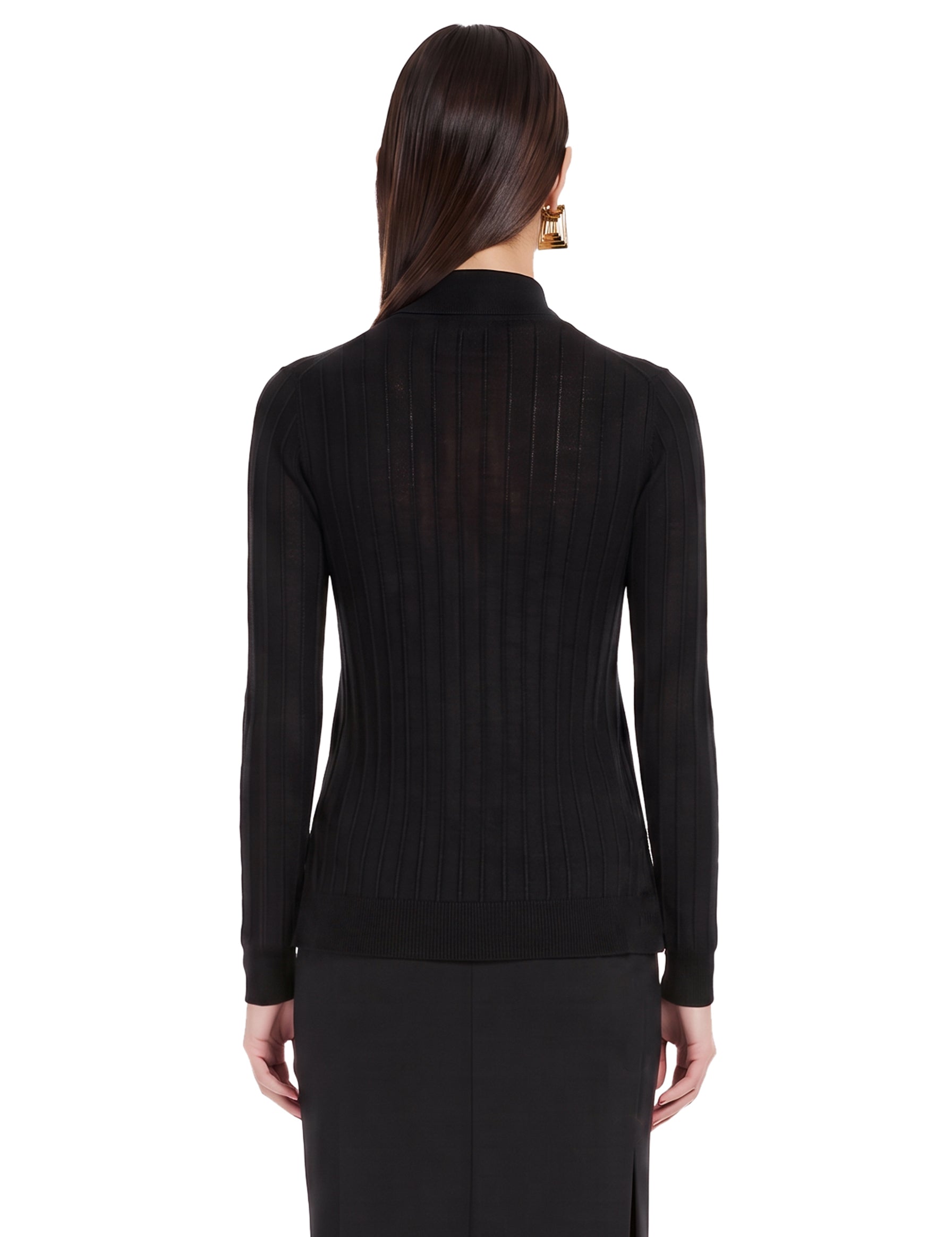 Maglione a collo alto in lana in nero 