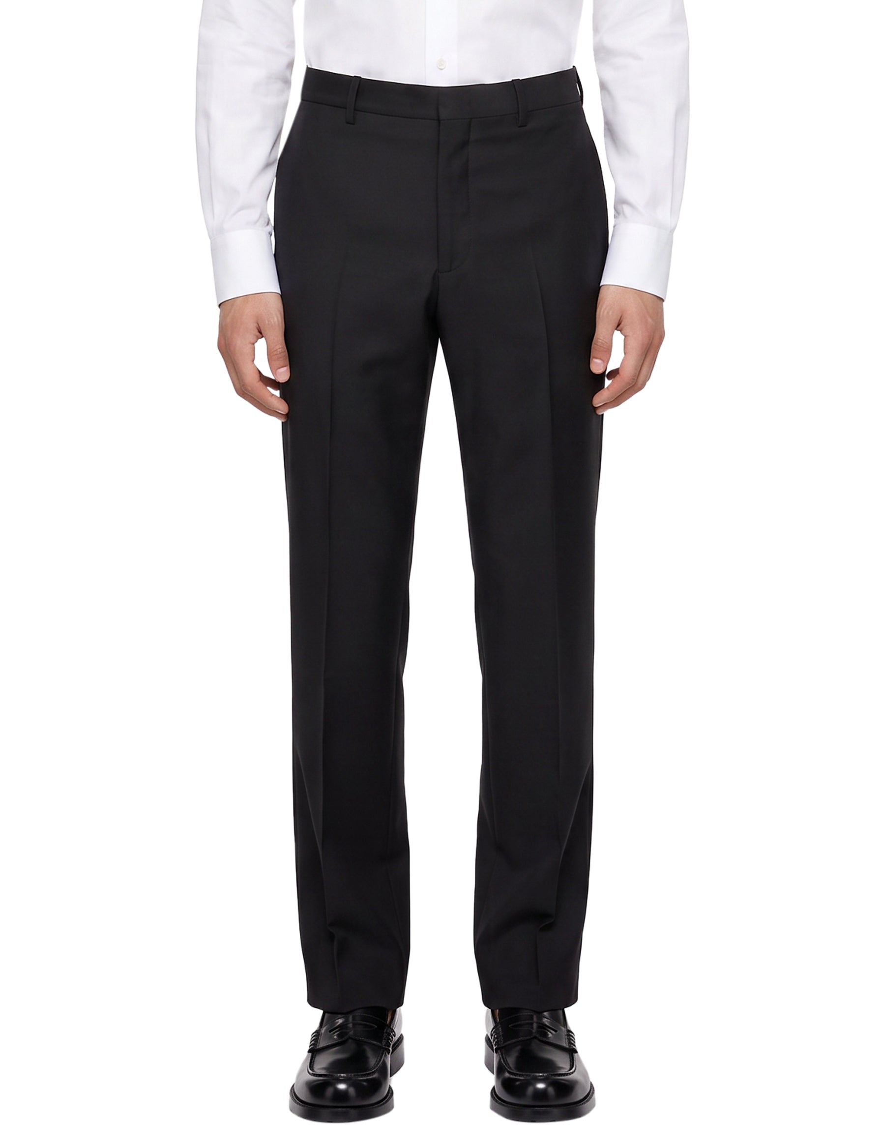 Pantaloni a gamba dritta in lana in nero 