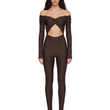 Tuta con spalle scoperte Kendall in marrone 