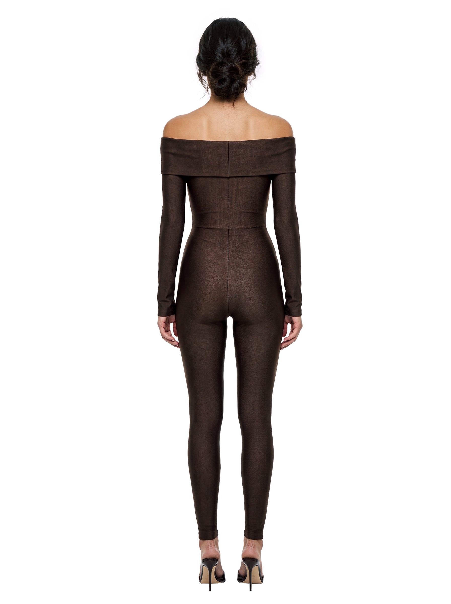 Tuta con spalle scoperte Kendall in marrone 