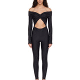 Tuta con spalle scoperte Kendall in nero 