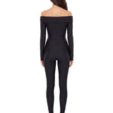 Tuta con spalle scoperte Kendall in nero 